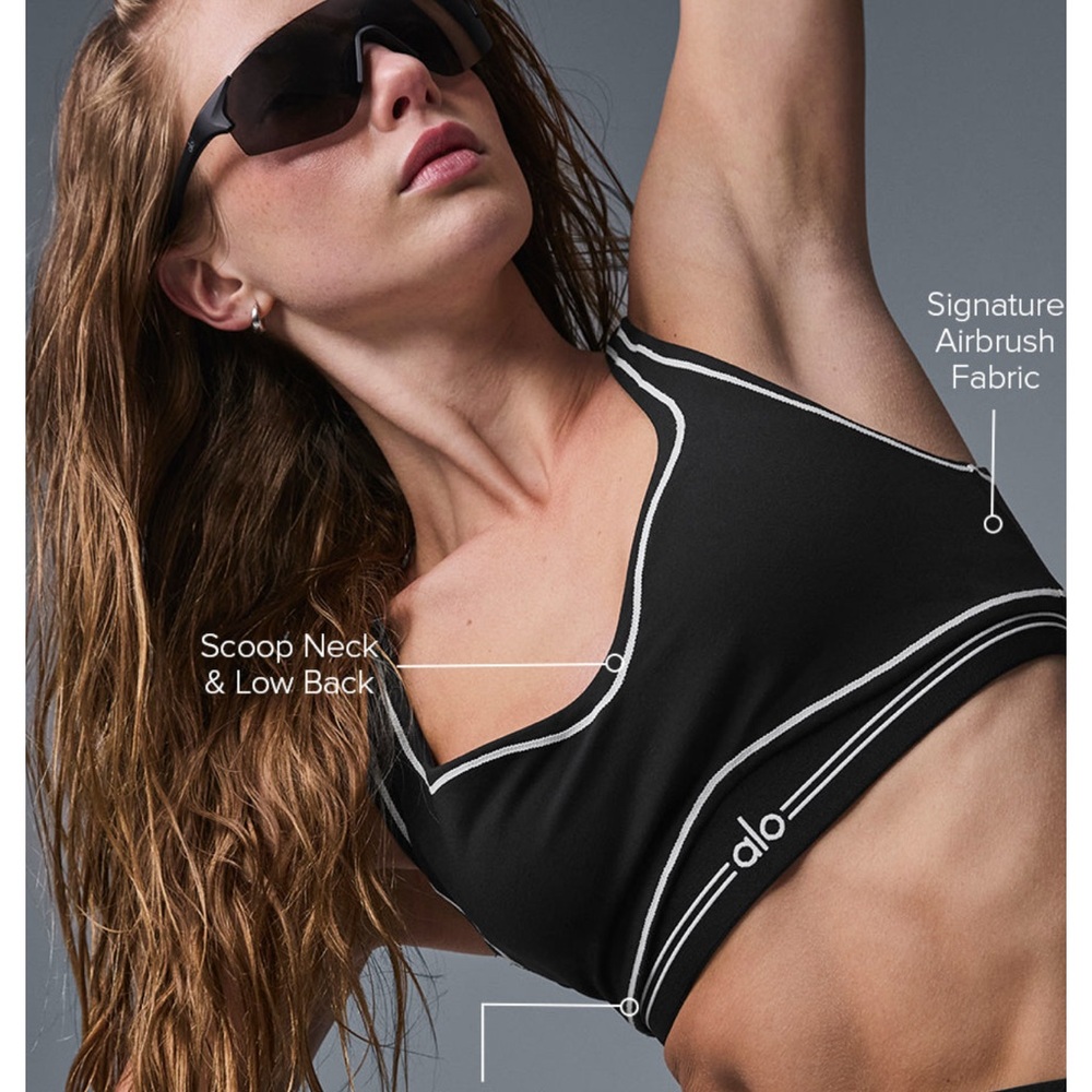 ALO Yoga Black and White Trim Sports Bra